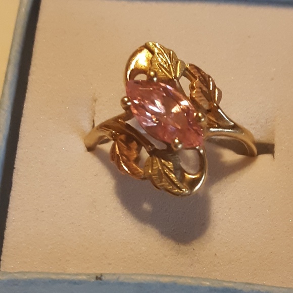 Black Hills Gold 10k Multi-tone Gold Pink Cz Ring - Picture 3 of 7